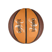 Mini Ballon De Basket Écriture orange moderne monogramme nom basketball (Vertical)