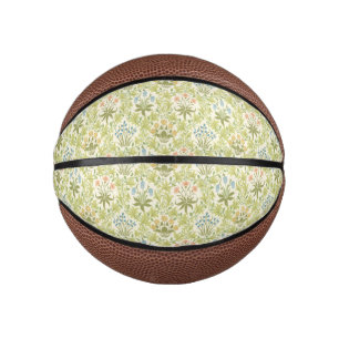 Mini Ballon De Basket Femme girly à motif floral vert