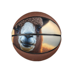 Mini Ballon De Basket "Fluffy Majesty : le grand alpaga Brown Wooly"