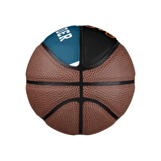 Mini Ballon De Basket Garçon Personnalisé Moderne Bleu Et Noir (Droite)