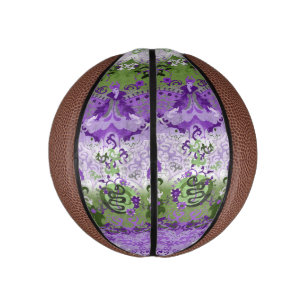 Mini Ballon De Basket Genderqueer Dragon Damask - Genderqueer Pride Drap
