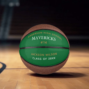Mini Ballon De Basket Green High School Joueur senior sur mesure Graduat