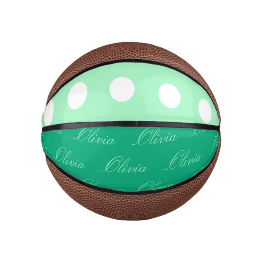 Mini Ballon De Basket Green Poka Dots (Devant)