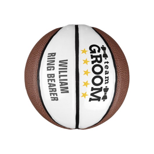 Mini Ballon De Basket Groupe d'équipe | Groomsman | Licence | Blanc noir (Vertical)