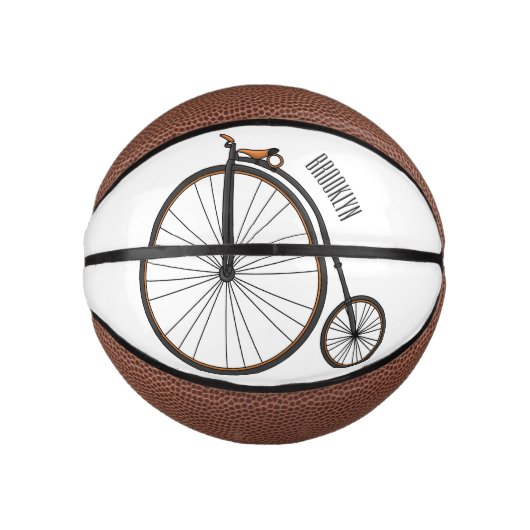 Mini Ballon De Basket High wheel bicycle cartoon illustration  (Devant)