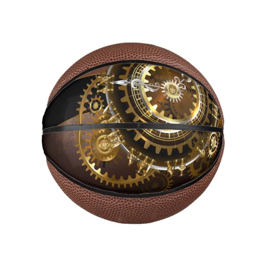 Mini Ballon De Basket Horloge Steampunk avec des engrenages anciens (Devant)