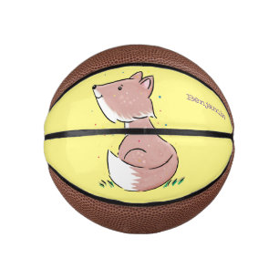 Mini Ballon De Basket Illustration de dessin animé de renard bébé mignon