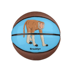 Mini Ballon De Basket Illustration de singe nasique drôle en style carto