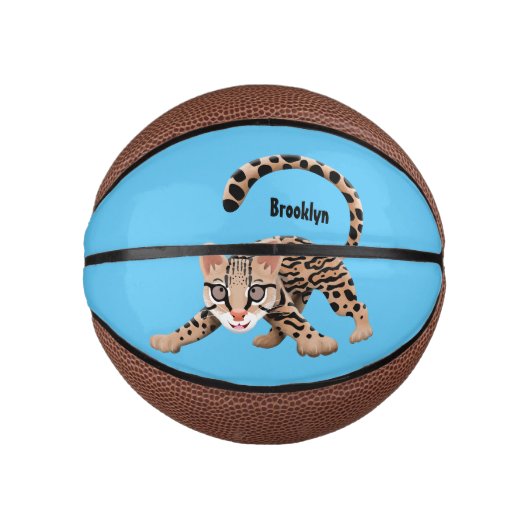 Mini Ballon De Basket Illustration d'ocelot mignon (Devant)
