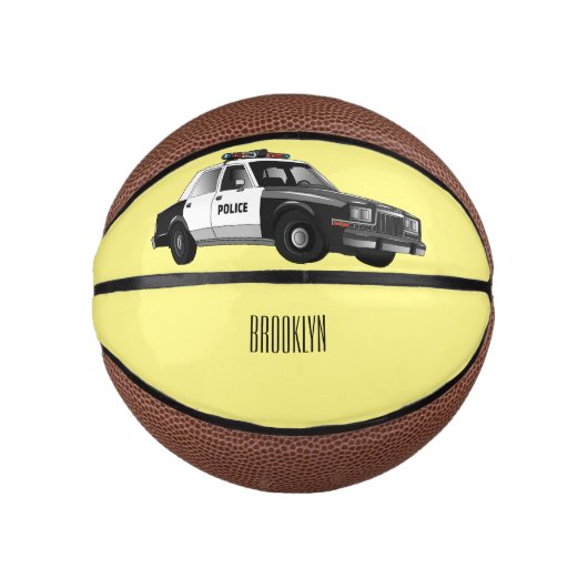 Mini Ballon De Basket Illustration d'une voiture de police (Devant)
