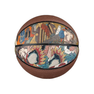 Mini Ballon De Basket Japonais vintage ukiyo-e samurai portraits art