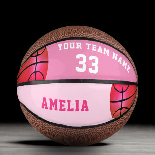 Mini Ballon De Basket Joueuse de Basket-Ball Rose Nom de l'équipe Numéro