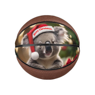 Mini Ballon De Basket Koala Oear Portant Le Chapeau Du Père Noël,