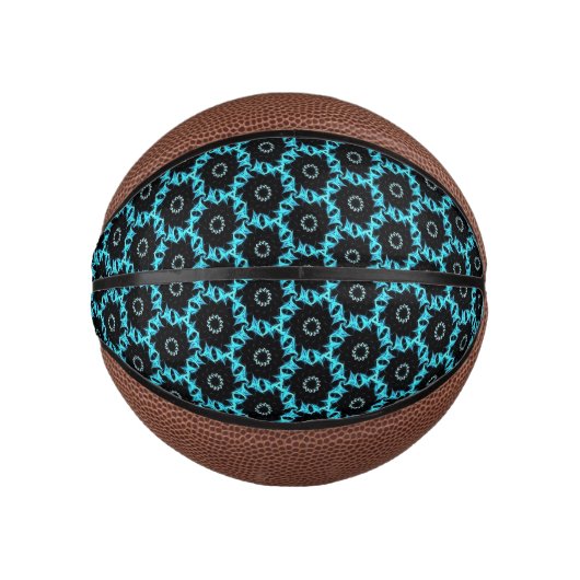 Mini Ballon De Basket Mandala bleu électrique (Devant)