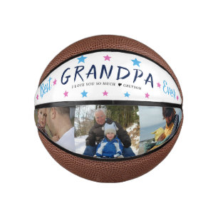 Mini Ballon De Basket Meilleur Grand-Père Collage de photos à la main