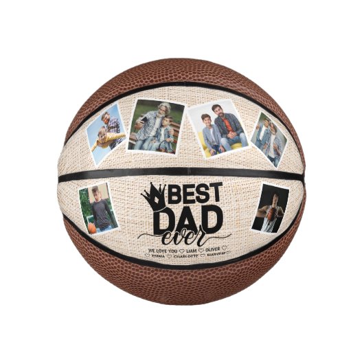 Mini Ballon De Basket Meilleur papa jamais Fête des pères rustique Colla (Devant)