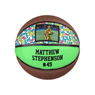 Mini Ballon De Basket Motif rétro 80s Bright Photo Basketball Ball