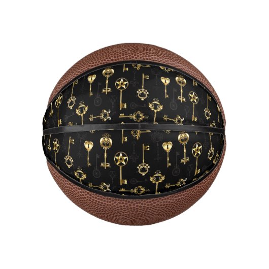 Mini Ballon De Basket Motif sans couture avec touches d'or (Devant)
