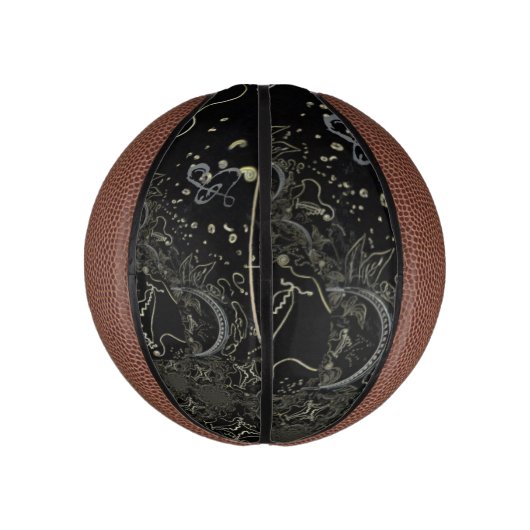 Mini Ballon De Basket Noir d'art Abstrait (Vertical)