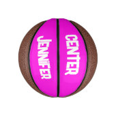 Mini Ballon De Basket Nom et position monogrammes en rose/blanc | (Vertical)
