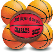 Mini Ballon De Basket Nom et texte monogrammes en rouge/noir |