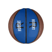 Mini Ballon De Basket Nom monogramme bleu moderne basketball (Vertical)