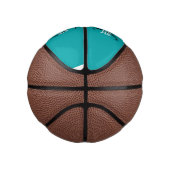 Mini Ballon De Basket Nom monogramme de script turquoise moderne (Droite)
