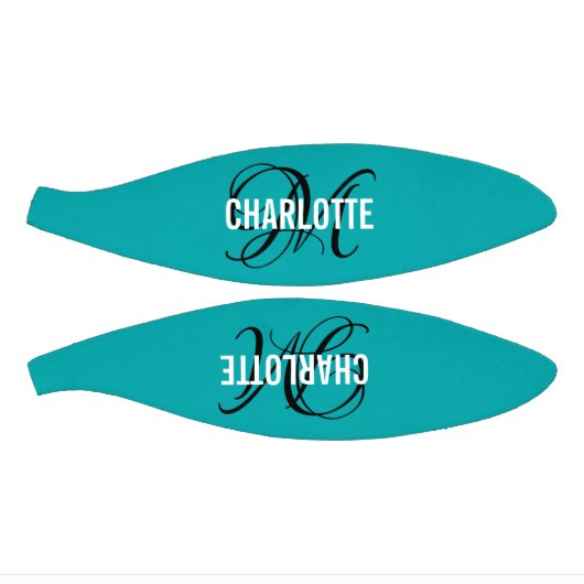 Mini Ballon De Basket Nom monogramme de script turquoise moderne (Panneaux)