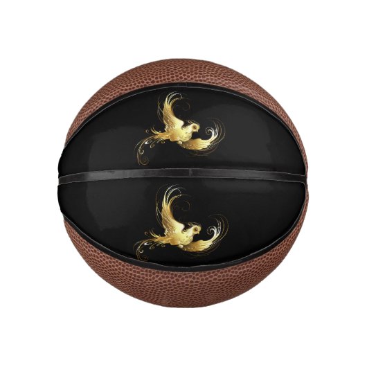 Mini Ballon De Basket Oiseau d'or sur Arrière - plan noir (Devant)