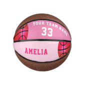 Mini Ballon De Basket Panier rose Fille Joueuse Nom de l'équipe Numéro (Devant)