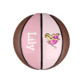 Mini Ballon De Basket papillon rose - ajouter un nom (Vertical)