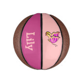 Mini Ballon De Basket papillon rose no2- ajouter nom mini basket (Vertical)