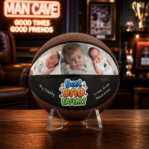 Mini Ballon De Basket Photo personnalisé Meilleur Papa de la Fête des Pè