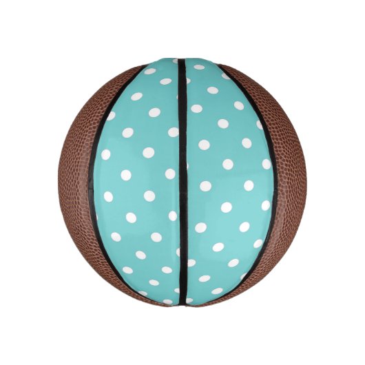 Mini Ballon De Basket Point Polka Sky turquoise (Vertical)