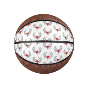 Mini Ballon De Basket Red Angel Coeur avec ailes