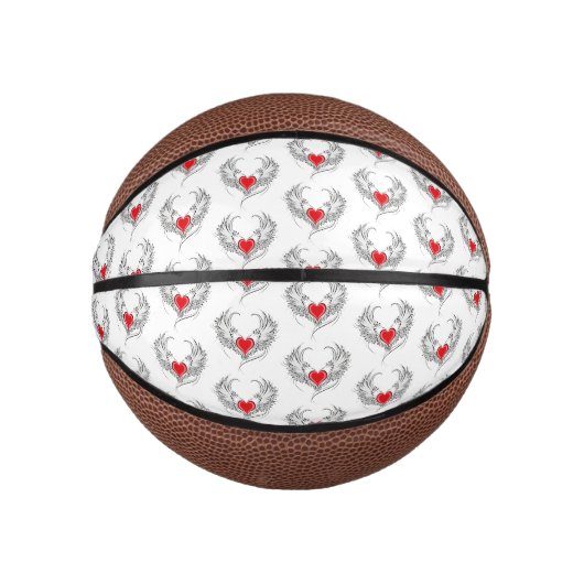Mini Ballon De Basket Red Angel Coeur avec ailes (Devant)