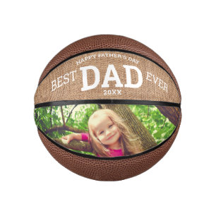 Mini Ballon De Basket Rustic Happy Fête des pères Meilleur Papa Jamais