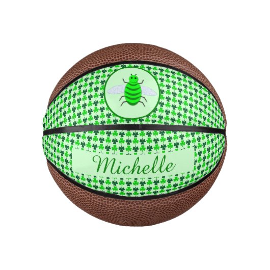 Mini Ballon De Basket Saint Patricks Day Bee et Shamrocks (Devant)