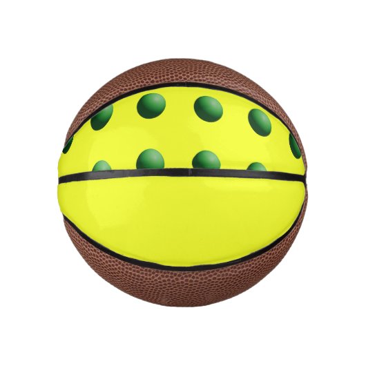 Mini Ballon De Basket Sphères vertes sur jaune (Devant)