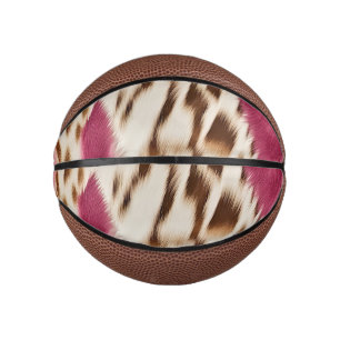 Mini Ballon De Basket Stylish Girly Rose White Gold Zebra