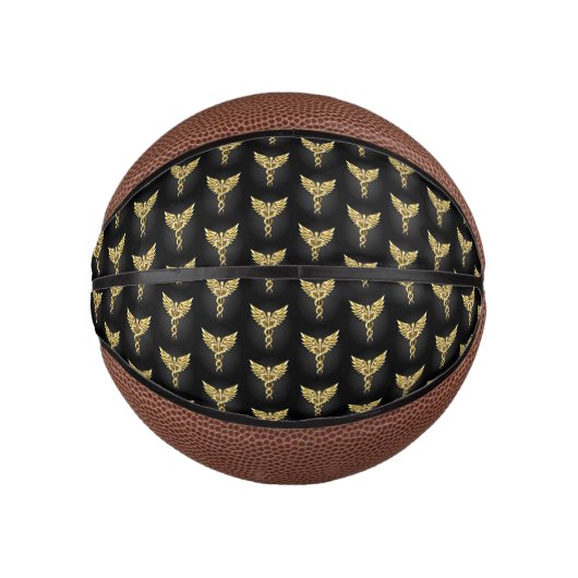 Mini Ballon De Basket Symbole caducée polygonal or (Devant)