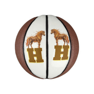 Mini Ballon De Basket Timbre Sauvage – Art de Chevaux Majestueux en Cour