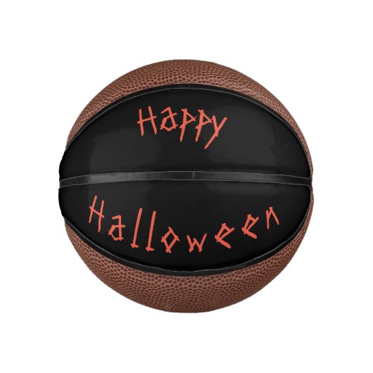 Mini Ballon De Basket Trick ou Treat with Witch & Bats on Orange Moon (Devant)