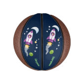 Mini Ballon De Basket Un adorable vaisseau-fusée dans l'espace dessin an (Vertical)