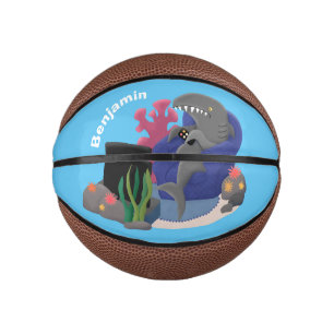Mini Ballon De Basket Un requin drôle en regardant la bande dessinée de