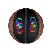 Mini Ballon De Basket Vibrant infinity with rainbow butterfly on black (Vertical)