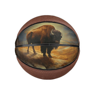 Mini Ballon De Basket Vue du coucher de soleil de Bison Buffalo