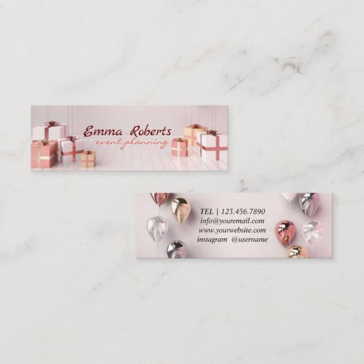 Mini Ballons d'argent blanc Carte de visite moderne (Devant / Derrière)