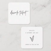 Mini-Bar Boissons Gratuites Billet Mariage Carte J (Devant / Derrière)