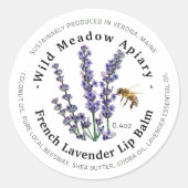Mini Beeswax Lip Balm Container Etiket Lavender (Voorkant)